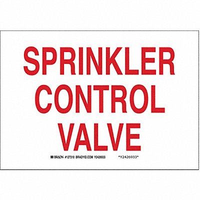 Fire Sprinkler Control Valve Sign R/WHT