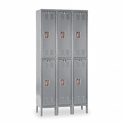 G3777 Wardrobe Locker Lvrd 3 Wide 2 Tier Gray