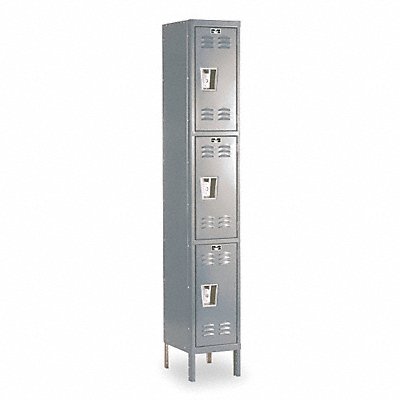 G7215 Wardrobe Locker Lvrd 1 Wide 3 Tier Gray