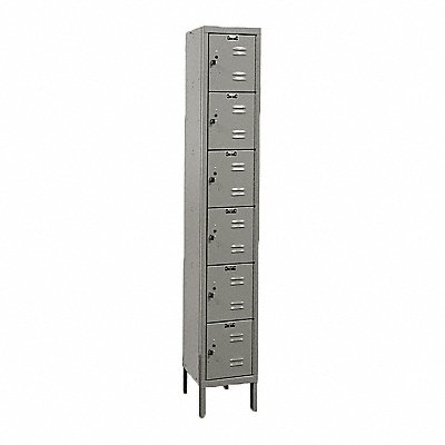 E1562 Box Locker Louvered 1 Wide 6 Tier Gray