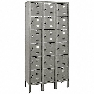 E1566 Box Locker Louvered 3 Wide 6 Tier Gray