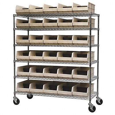 Mobile Bin Shelving Beige Steel