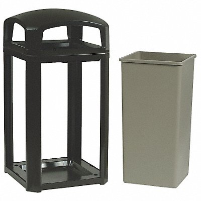 Trash Can 50 gal Black Polycarbonate