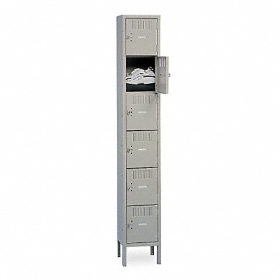 Box Locker Louvered 1 Wide 6 Tier Gray