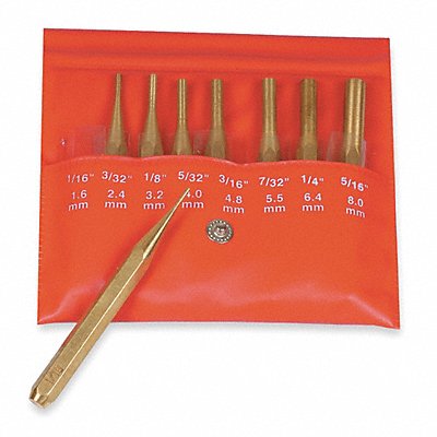 Drive Pin Punch Set 8 Pieces Brass