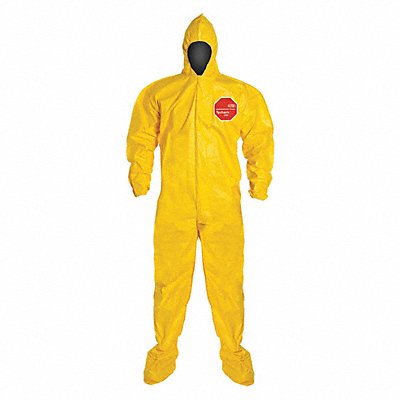 D2256 Hooded Coveralls M Ylw Tychem 2000 PK12