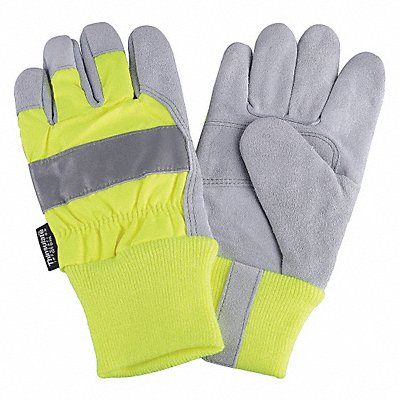 D1695 Leather Palm Gloves Hi-Vis Lime S PR