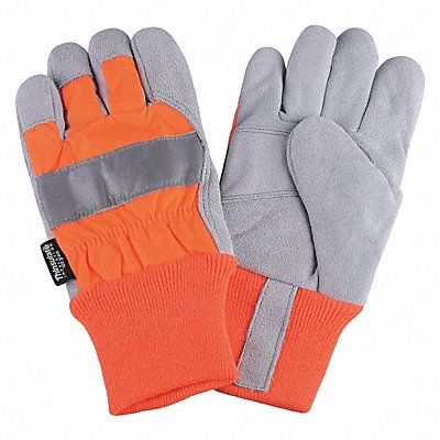 D1697 Leather Palm Gloves Hi-Vis Orange L PR