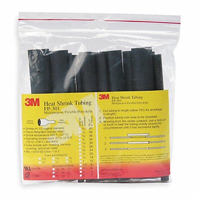 Shrink Tubing 6 in Blk 0.125 in ID PK10