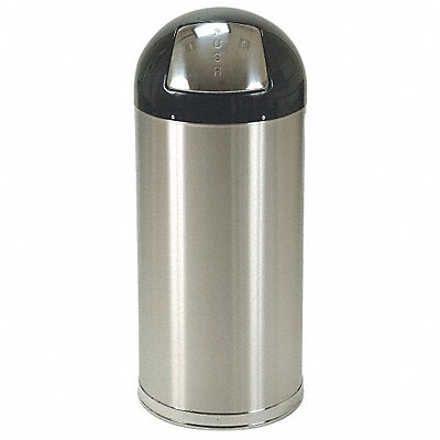 Trash Can Round 12 gal Silver