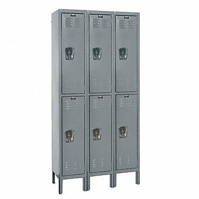 G3773 Wardrobe Locker Lvrd 3 Wide 2 Tier Gray