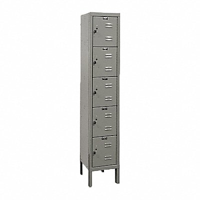 G3793 Box Locker Louvered 1 Wide 5 Tier Gray