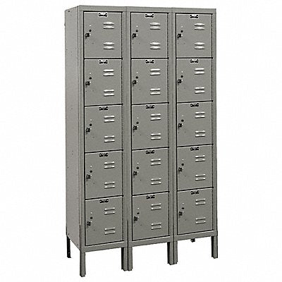 G3797 Box Locker Louvered 3 Wide 5 Tier Gray