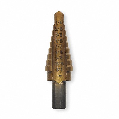 Step Drill Bit HSS 9 Sizes 1/4-3/4 In.