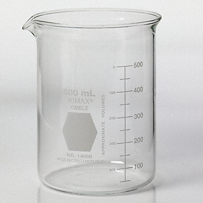 Beaker 600 mL 122 mm H 88 mm Dia PK36