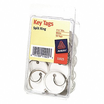 Key Tags Metal Rim White PK50