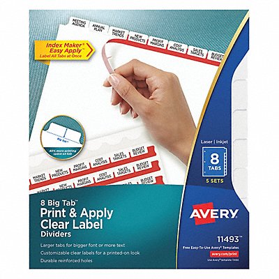 Index Maker 8 Big Tabs 5Sheets White PK5