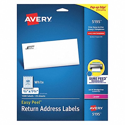 Return Address Labels 30Up White PK1500