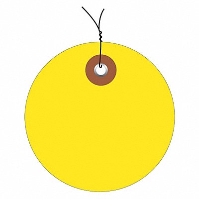 Tag Plastic Circle Wired 3 Yellow PK100