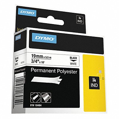 Label Tape 0.25 Perm Poly White/Black