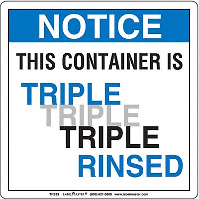 Triple Rinsed Container Labl 6 x6 PK100