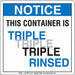 Triple Rinsed Container Labl 6 x6 PK100