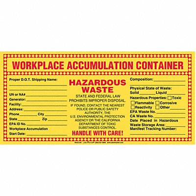 California Waste Label PVCF PK100