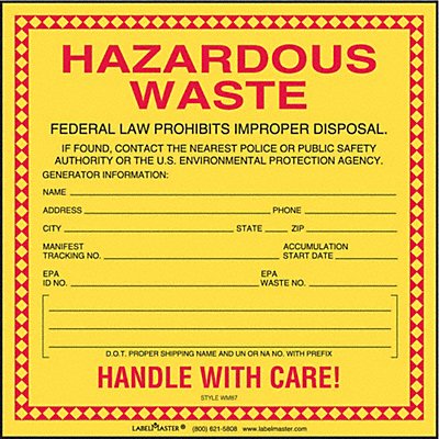 Standard Waste Label 6 x6 PK100