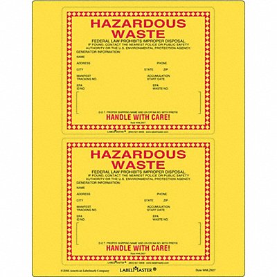 Standard Waste Label Paper 6 x6 PK25