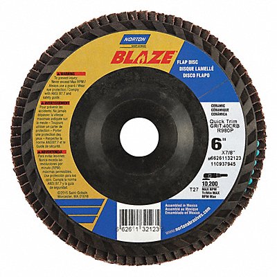 J5403 Fiber Disc 6 in Dia 7/8in Arbor 40 Grit