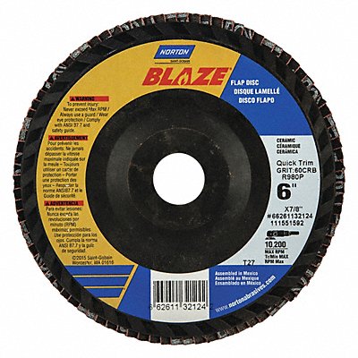 J5403 Fiber Disc 6 in Dia 7/8in Arbor 60 Grit