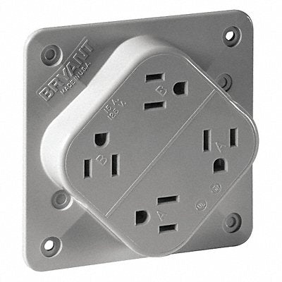 Receptacle Gray 15 A 2P3W Back Side 1PK
