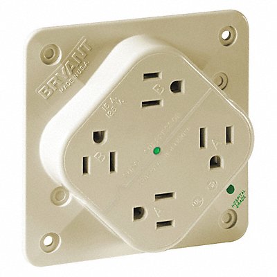 Receptacle Ivory Quad Outlet 15A 2 Poles