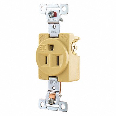 Receptacle Ivory Single Outlet Back/Side