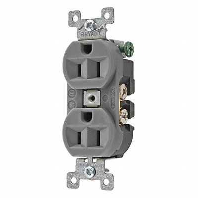 Receptacle Gray 15A 3 Wires Flush Mount