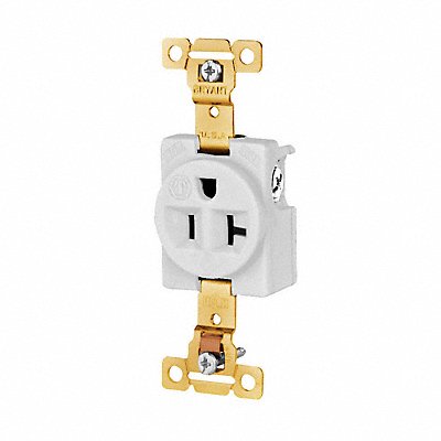 Receptacle White 20A Nylon Single Outlet