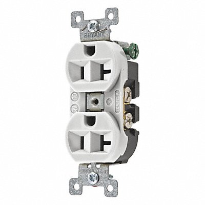 Receptacle White 20A Nylon Duplex Outlet