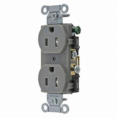 Receptacle Gray 15 A 2P3W Back Side 1PK