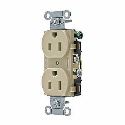 Receptacle Ivory 15A 125VAC Side Winning