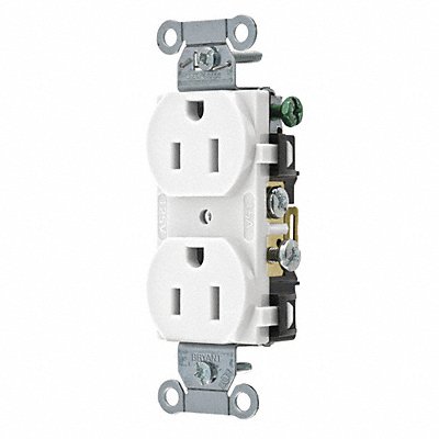 Receptacle White 15A 125VAC Side Winning