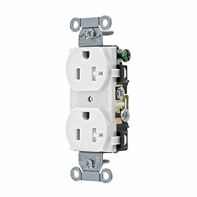 Receptacle White 20 A 2P3W Side 1PK