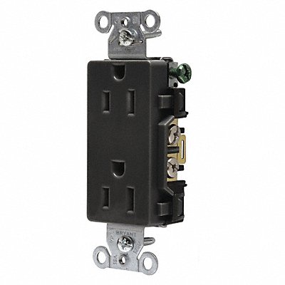 Receptacle Black 15A Flush Mount 125VAC