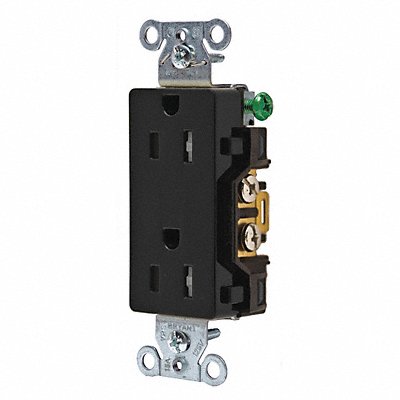 Receptacle Blk 15A Tamper Resist. 125VAC