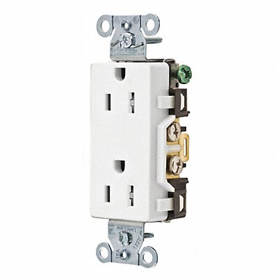 Receptacle White 15A Tamper Resist Nylon