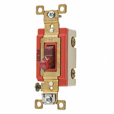 Pilot Light Wall Switch Red 1-Pole Type