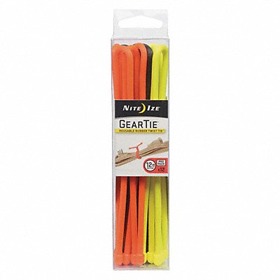 Gear Tie 12 in Black Orange Yellow PK12