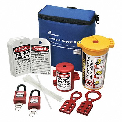 Lockout/Tagout Kit Blue Filled Tool Box