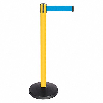 Barrier Post Light Blue Belt Yellow Post