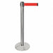 Barrier Post w/Belt Silver Post Red Belt