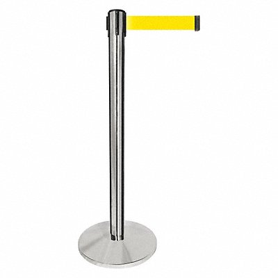 Barrier Post Silver Post Yellow Belt